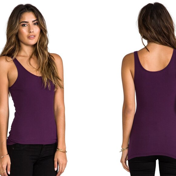 NWT James Perse Daily Sz 1 S Basic BalletCore Boho Soft Ribbed Tank Purple Plum - Picture 1 of 7